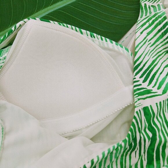 Calia Side Tie Swimsuit Size 4 NEW Tropical Palm White Green One Piece Carrie - Picture 10 of 11